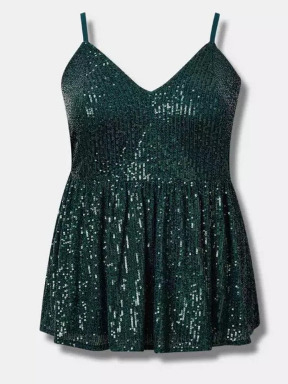 Torrid Botanical Garden Green V-Neck Sequin Party Night Peplum Tank Size 5 Plus